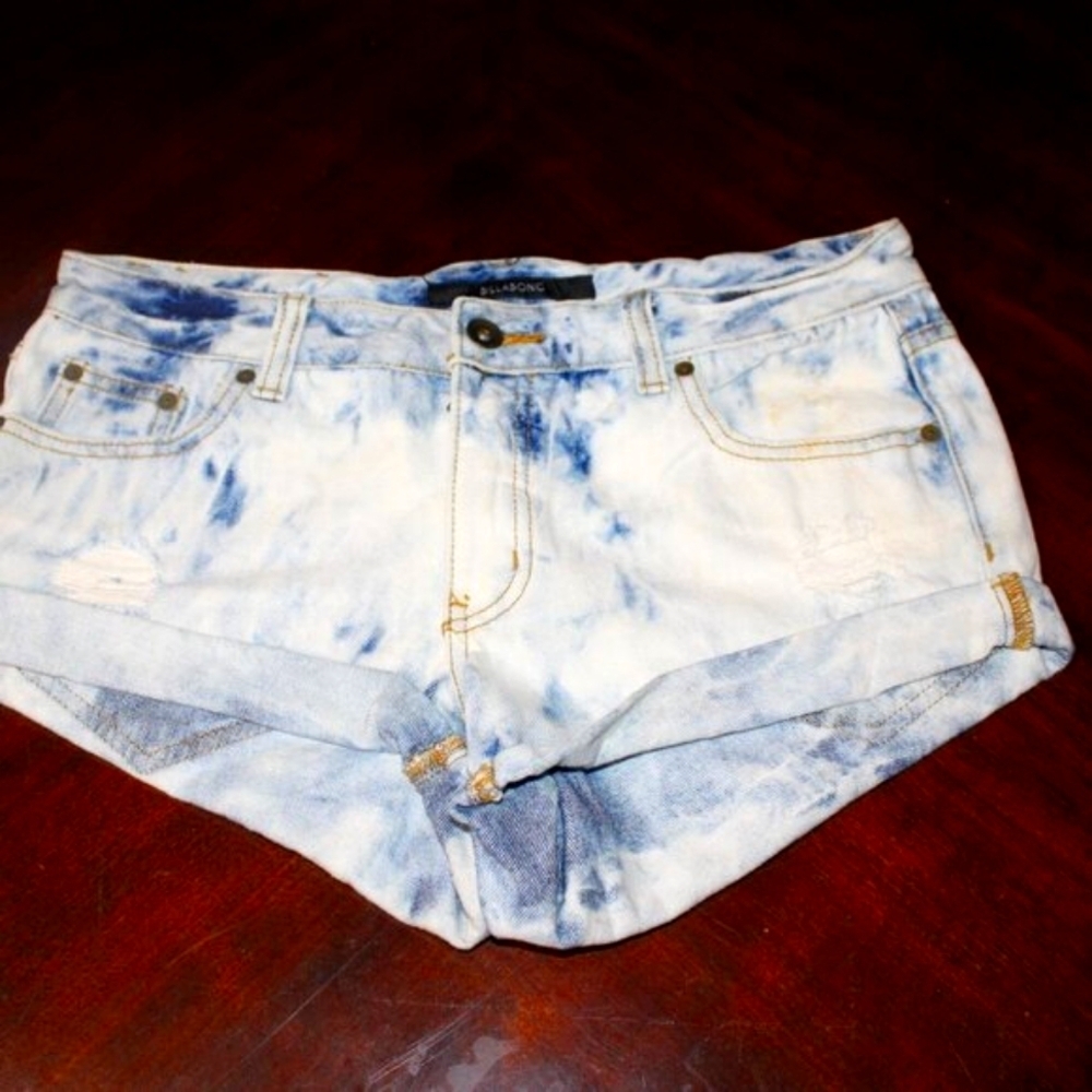 Billabong Acid Wash Denim Shorts Sz 27 – Distressed Cutoff Y2K THRASHED